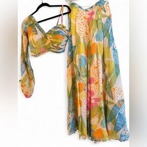 Colorful Floral Two-Piece pant set